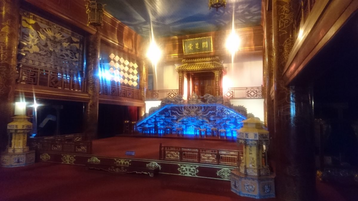The reconstruction of the Emperor's Theatre inside the Forbidden Purple City; the original was destroyed during the French invasion in 1947